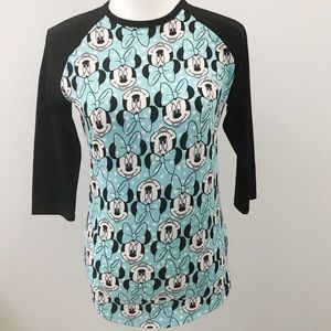 LuLaRoe Minnie Mouse raglan baseball tee XS